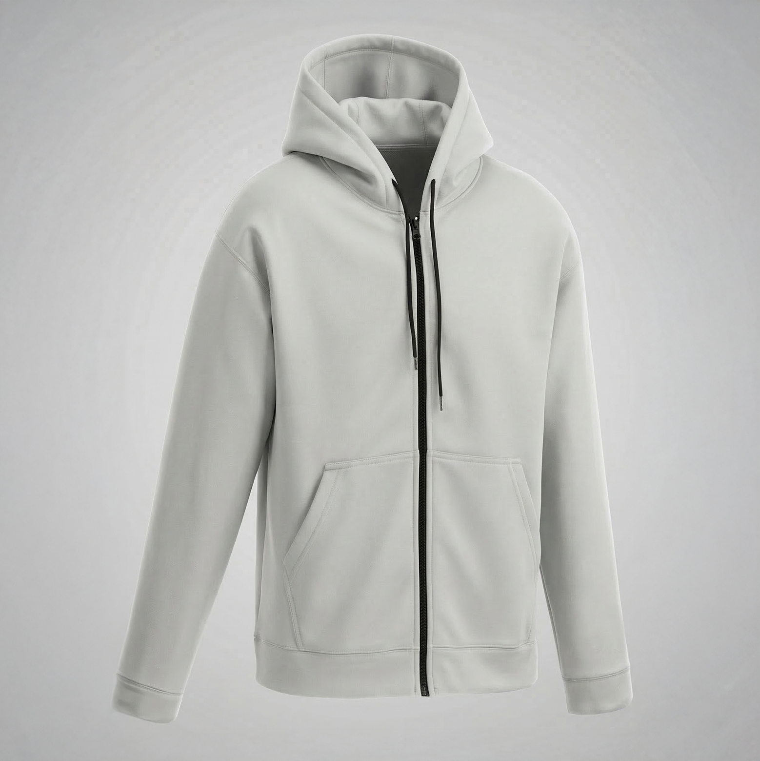 Kobe Sportswear light gray zip-up hoodie on a light gray background
